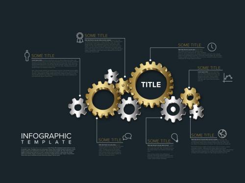 Metallic Cogwheels Infographic Layout - 405927655