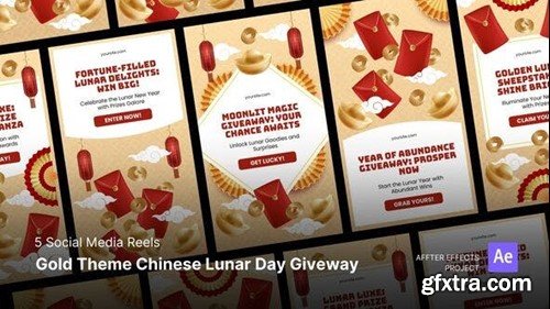 Videohive Social Media Reels - Gold Theme Chinese Lunar Day Giveaway After Effects Template 50567398