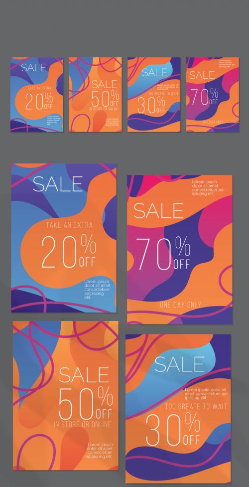 Flyer Layout with Bright Gradient Spots and Stripes - 407060089