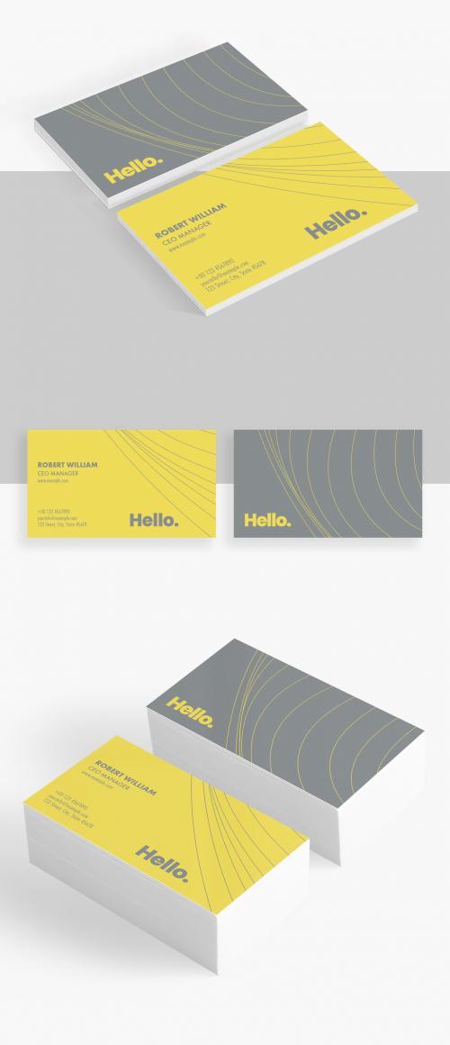 Business Card Layout with Yellow and Gray Accents - 407262262