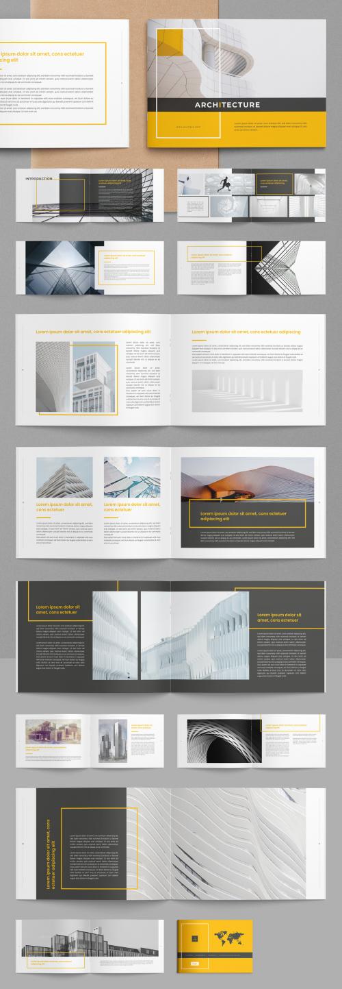 Architecture Brochure Layout with Yellow Accents - 407262264