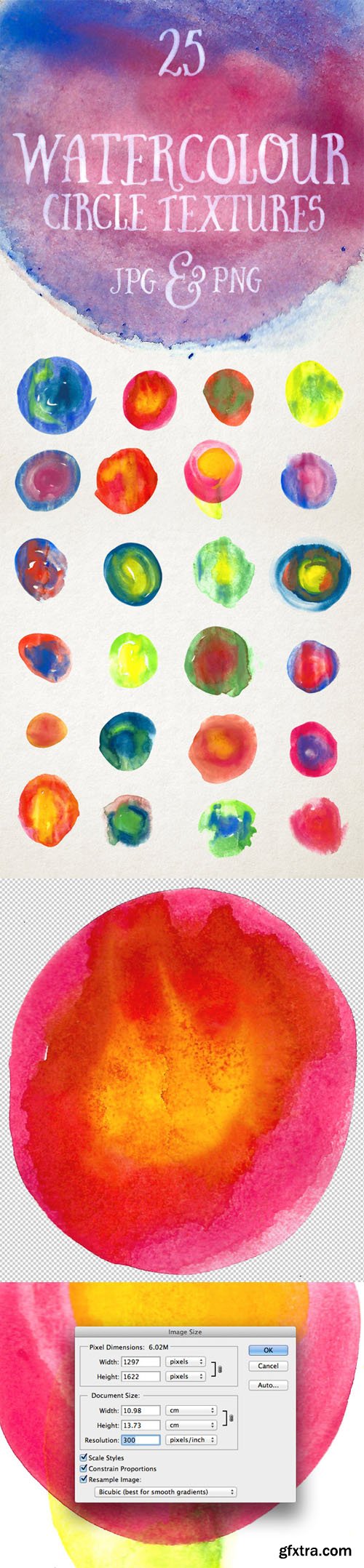 Watercolour Circle Textures - 25 PNG Templates