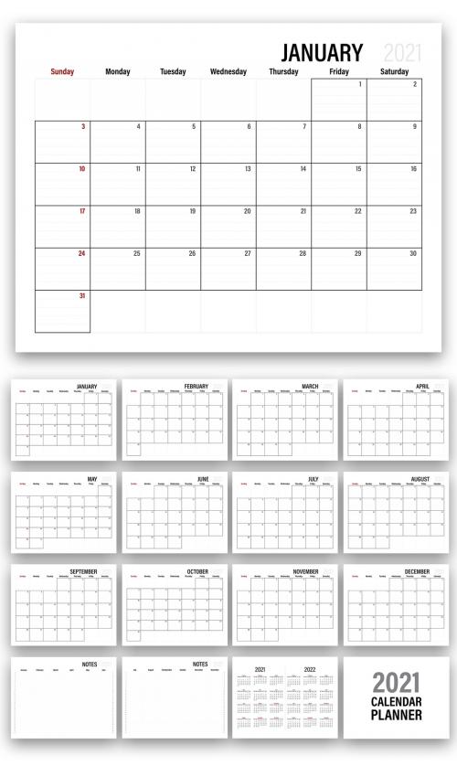 2021 Lined Us Calendar Planner Layout - 407278876