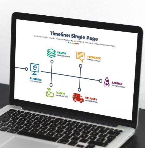 Timeline Infographic with Colorful Icons - 407510696