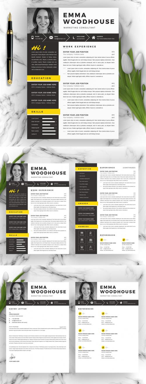 Minimal Resume, Cover Letter, and Reference Layout Set - 407738024