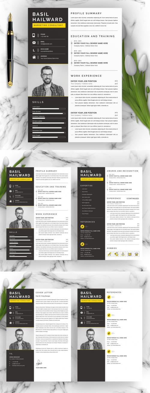 Modern Resume Layout with Photo Placeholder - 407738074