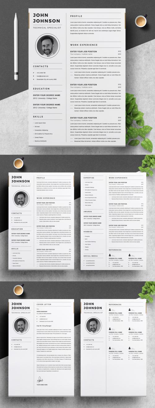 Creative Resume Layout with Photo Placeholder - 407738124