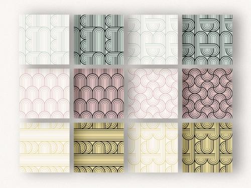 Patterns Set with Geometric Shapes and Lines - 408342896