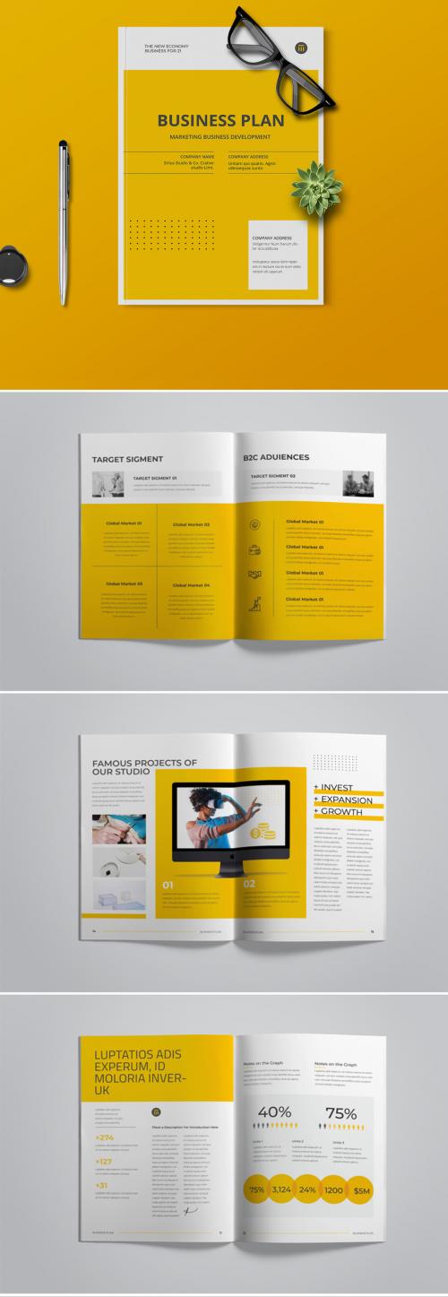 Business Plan Layout with Yellow Accents - 408376902