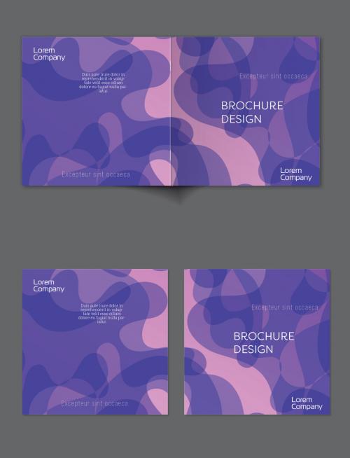 Brochure Cover Layout with Gradient Abstract Wavy Shapes and Lines - 408594740