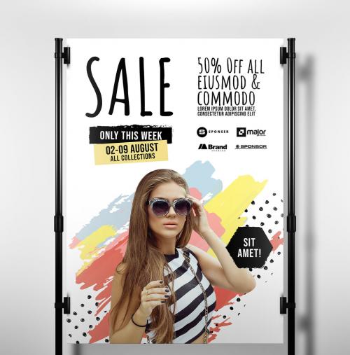 Colorfully Painted Sale Flyer Layout - 408842528