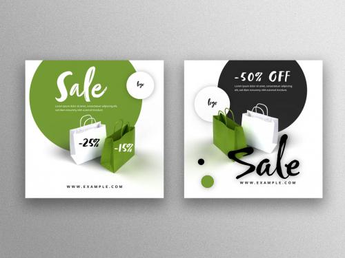 Shopping Sale Social Media Layouts with Paper Bag Illustrations - 408854626