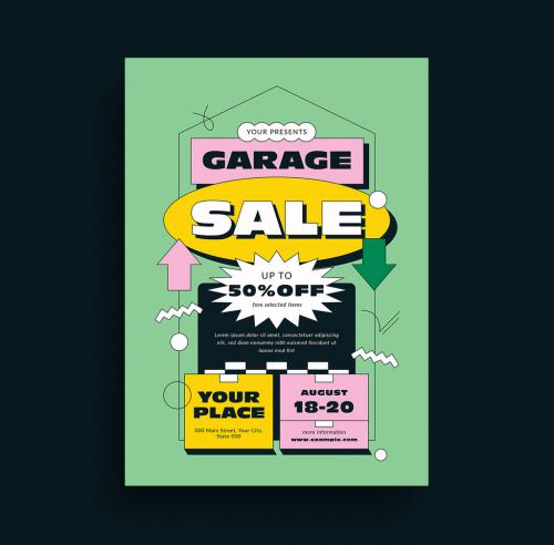 Garage Sale Event Flyer Layout - 408857014