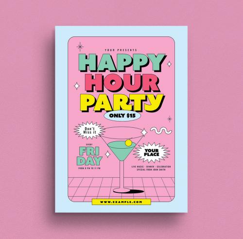 Happy Hour Event Flyer Layout - 408857055