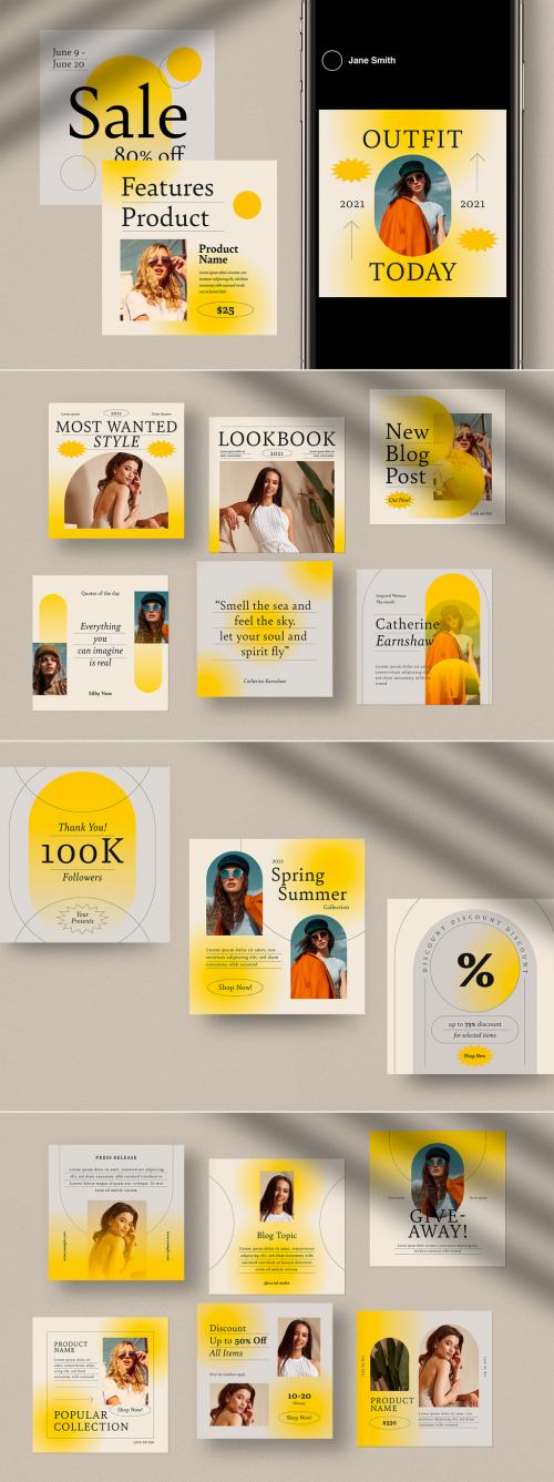 Yellow Social Media Posts Layout - 408857403