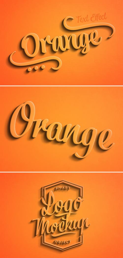 Orange 3D Text Effect with Shadow Mockup - 408897149