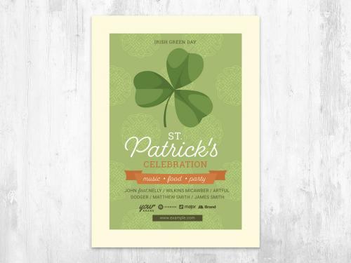 St. Patrick's Day Flyer Celerbation with Clover Shamrock - 409066121