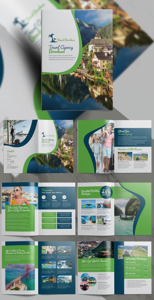 Travel Agency Brochure with Green and Blue Accents - 409116229