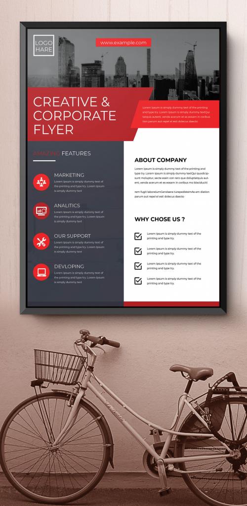 Corporate Business Flyer with Red Accents - 409920436