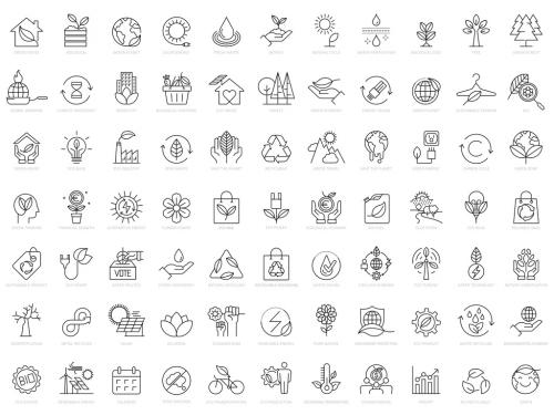 Green Economy Vector Line Icon Set - 409949586