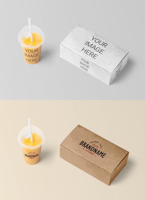 Food Box with Juice Mockup - 409956524