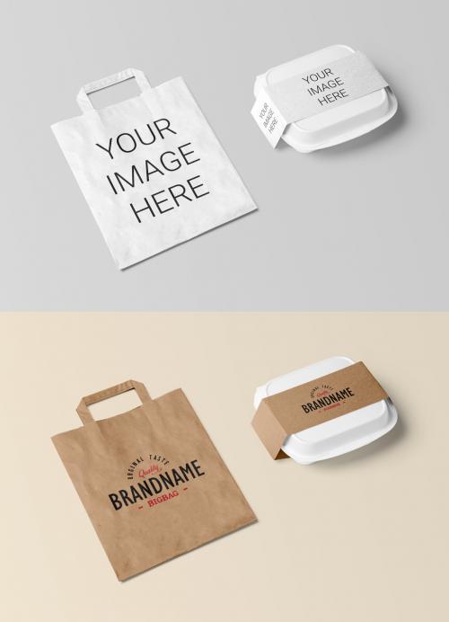 Food Box and Paper Bag Mockup - 409956552