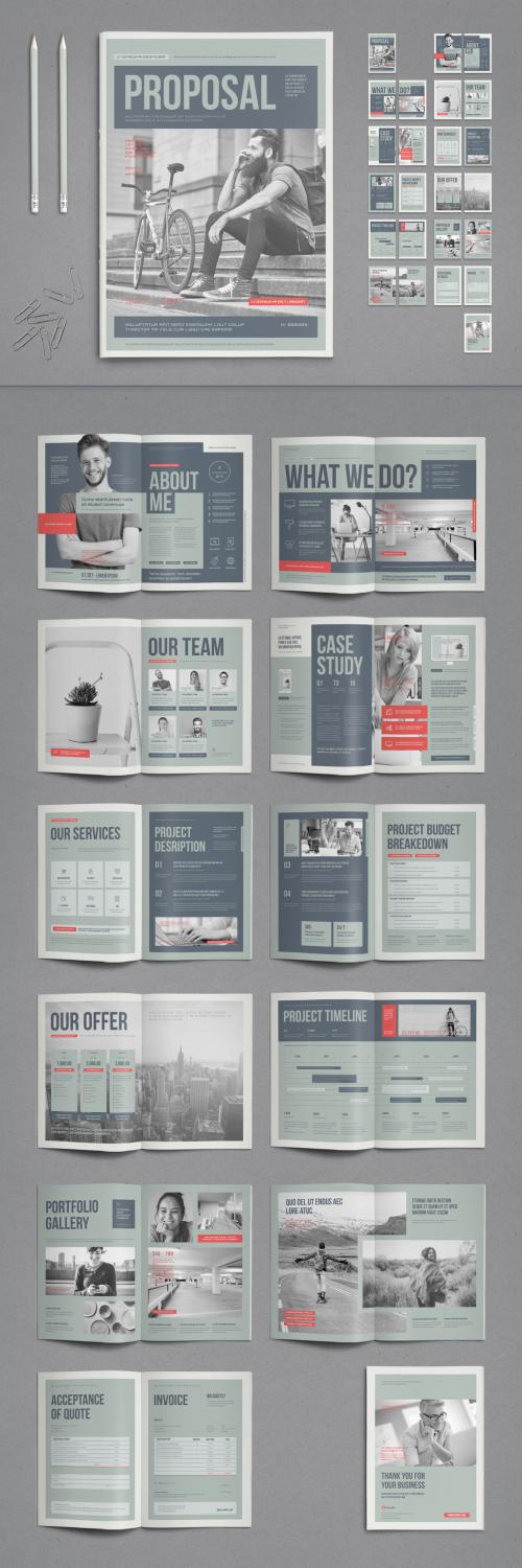 Business Proposal Template in Pale Colors with Red Accents - 409974668