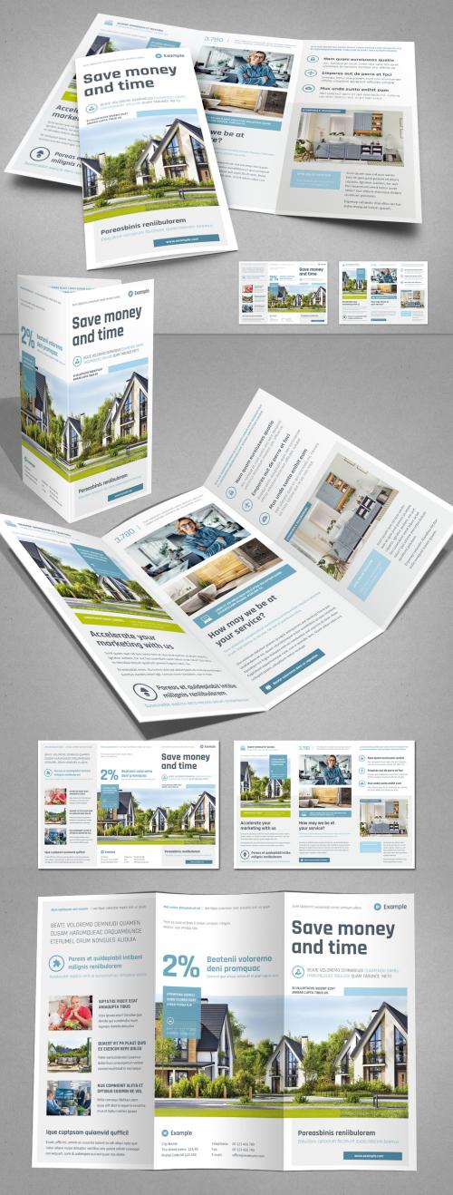 Real Estate Tri-Fold Template with Light Blue Elements - 409974757