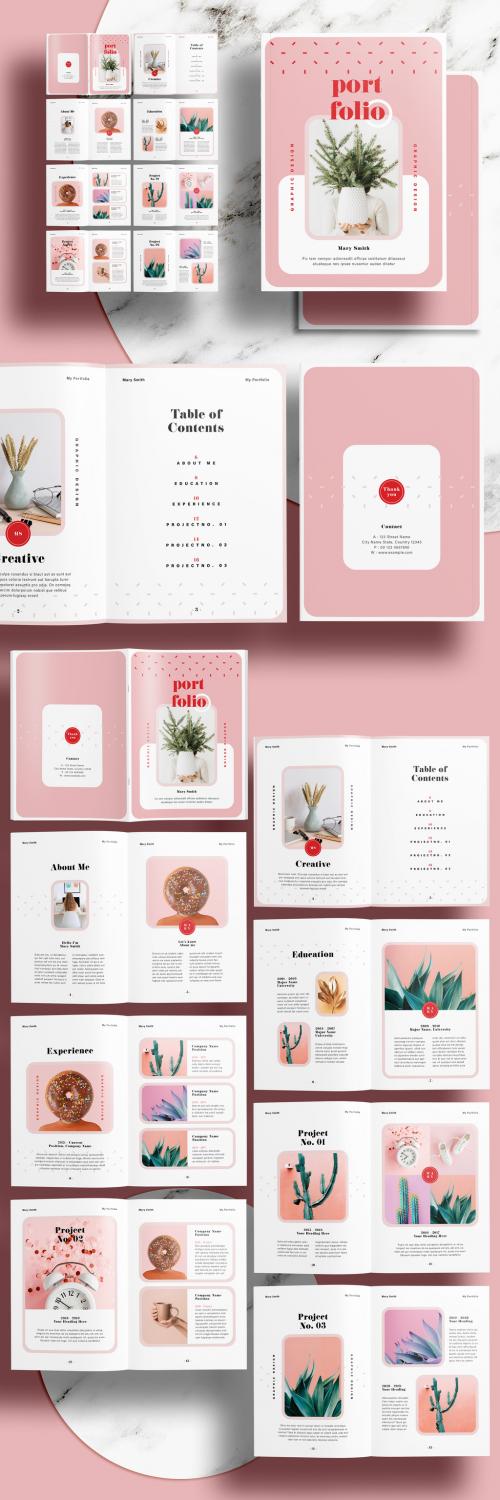 Portfolio Layout with Pink and Red Accents - 410210148