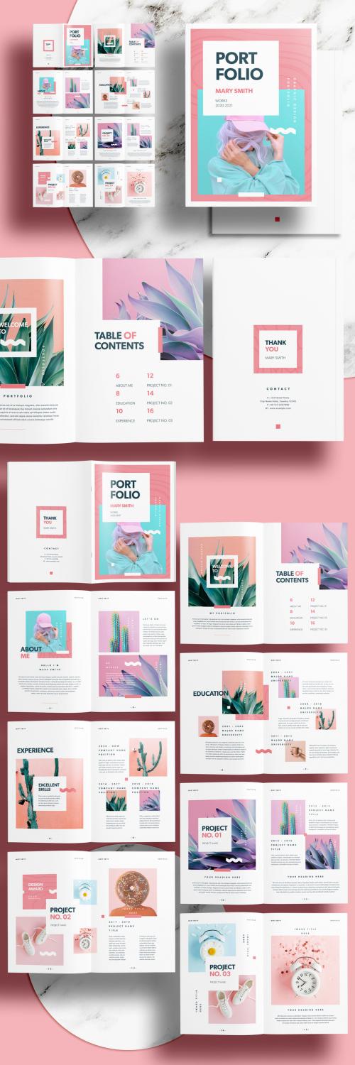 Portfolio Layout with Pink Accents - 410210154