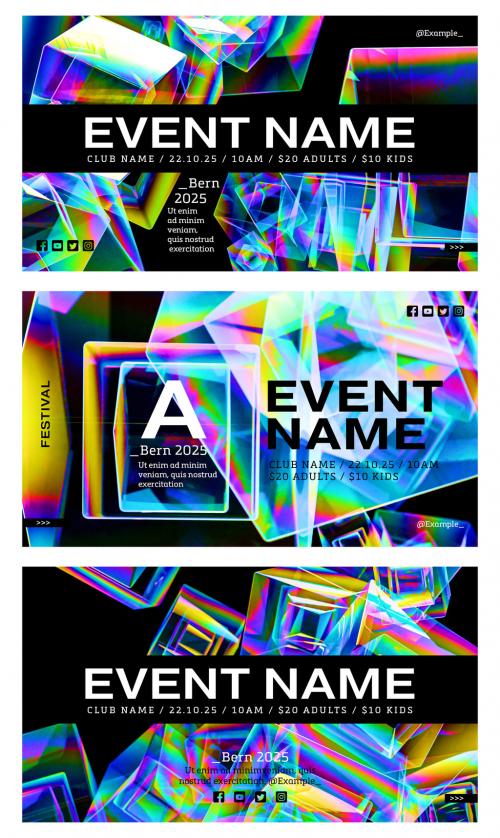 Trendy Abstract Colorful Promotion Web Banner Layouts for Social Media  - 410223987