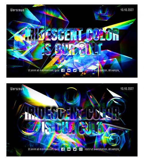 Social Media Banners Design Layout with Abstract Iridescent Vibrant Background - 410224625