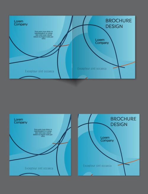 Brochure Cover Layout with Gradient Abstract Wavy Shapes and Lines - 410229561