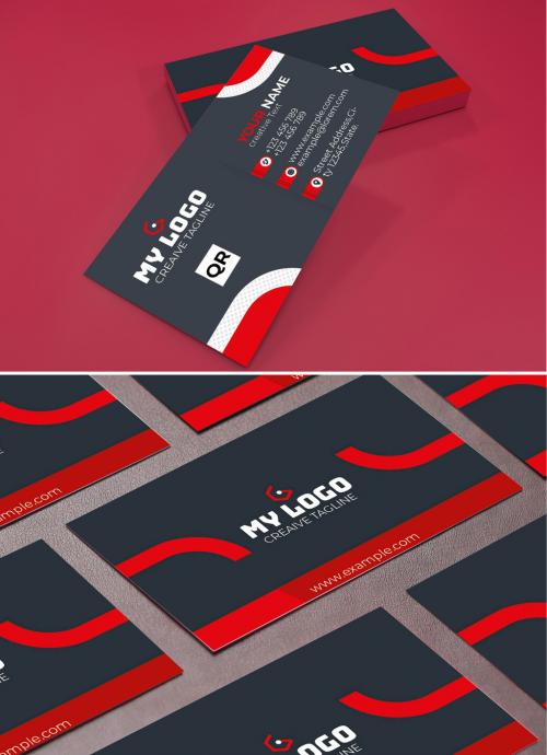 Business Card with Red Accents  - 410240090