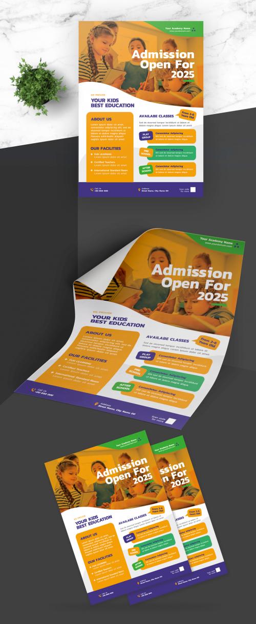 School Admission Flyer with Navy Blue Accent - 410712887