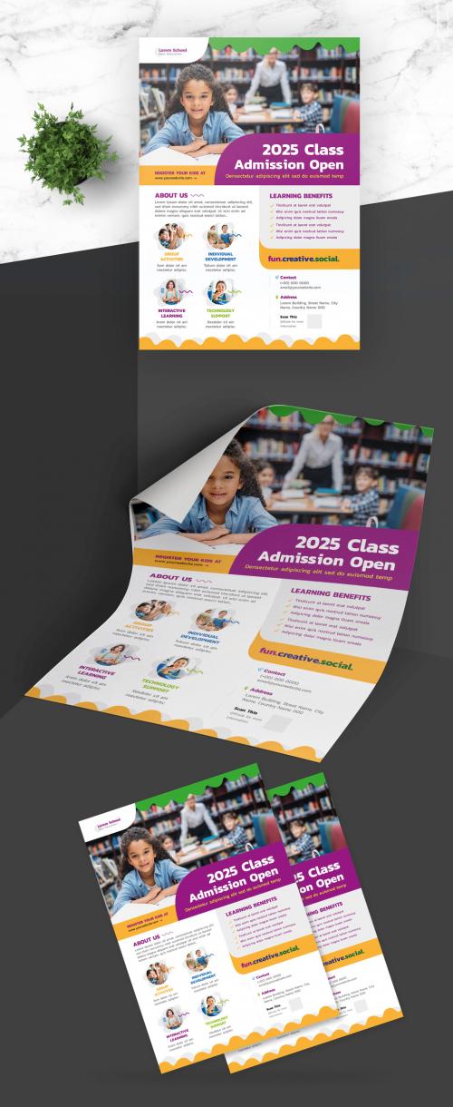 School Admission Flyer with Orange Accent - 410712912