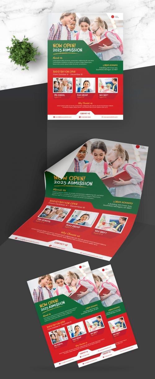Modern Admission School Flyer with Red Accent - 410712923