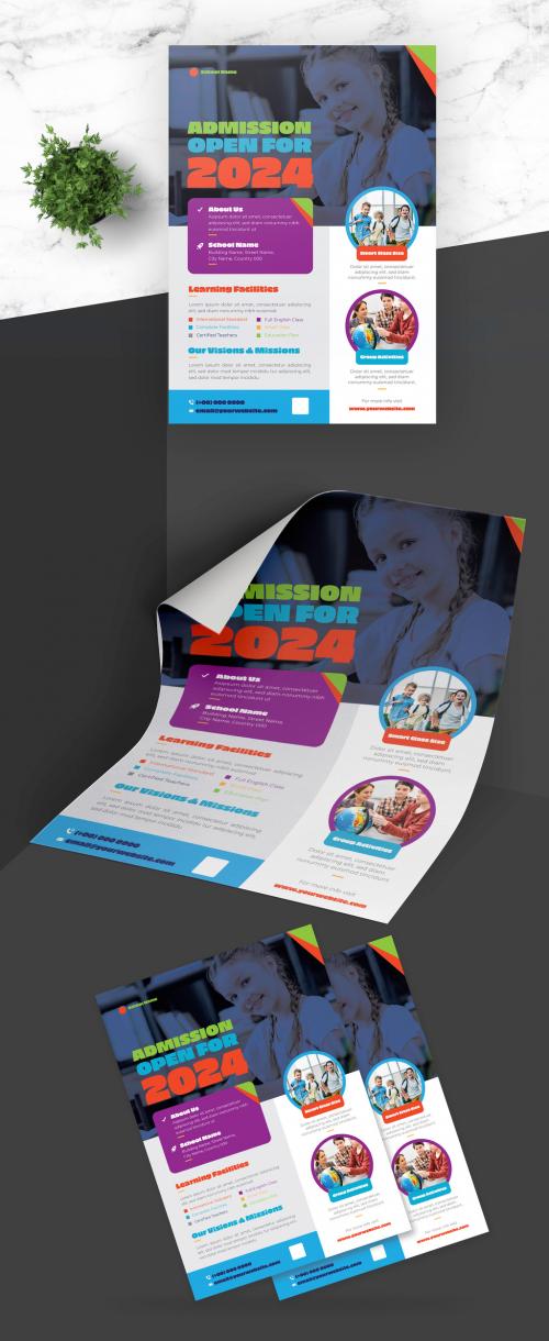 Modern Admission School Flyer with Colorful Accent - 410712934