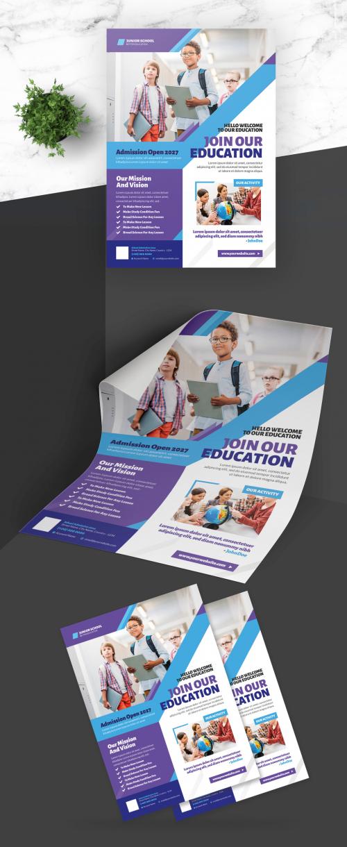 School Admission Flyer with Purple Accent - 410712942