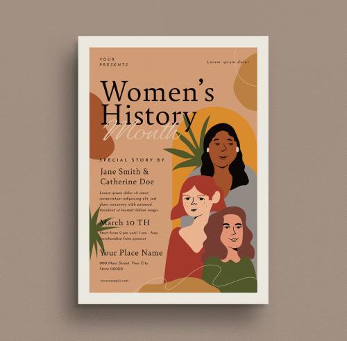 Women's History Month Flyer Layout - 410988398