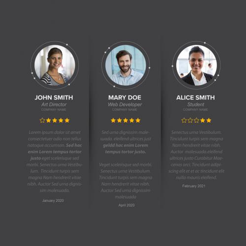 Dark Testimonials Review Section Layout  - 410994259