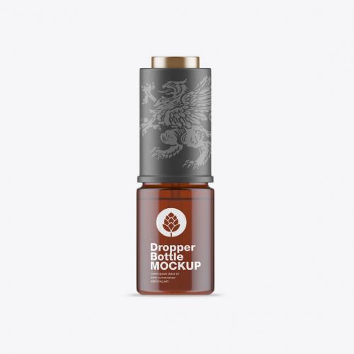 Amber Glass Dropper Bottle Mockup