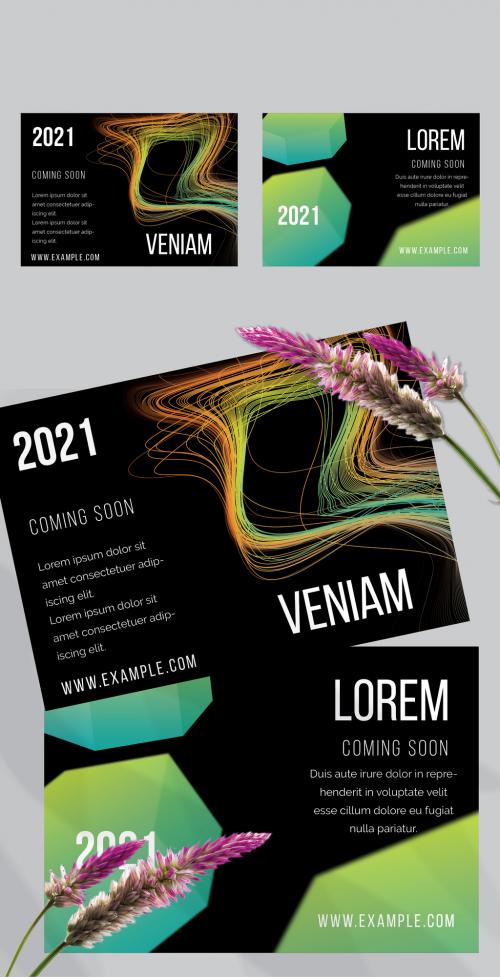 Flyer Layout with Abstract Motion Blur and Glowing Shape - 411069618
