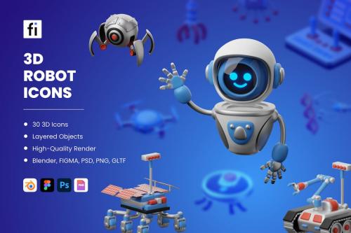 3D Robot Icons