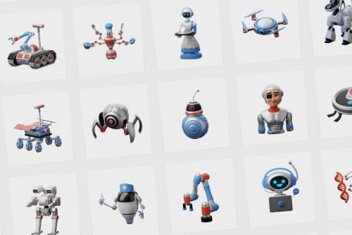 3D Robot Icons