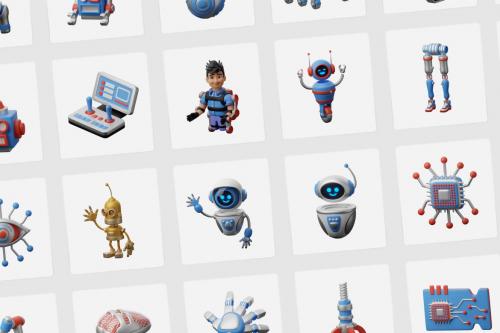 3D Robot Icons