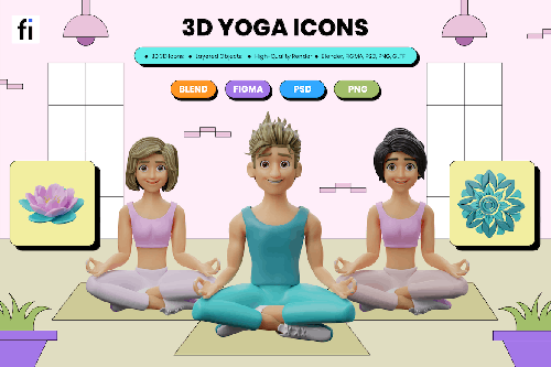 3D Yoga Icons