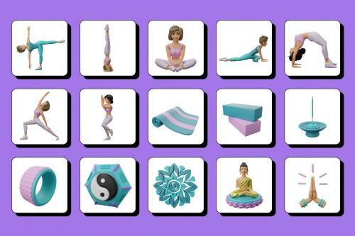 3D Yoga Icons