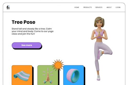 3D Yoga Icons