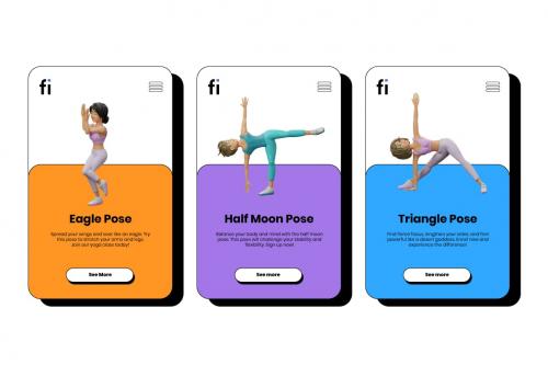 3D Yoga Icons